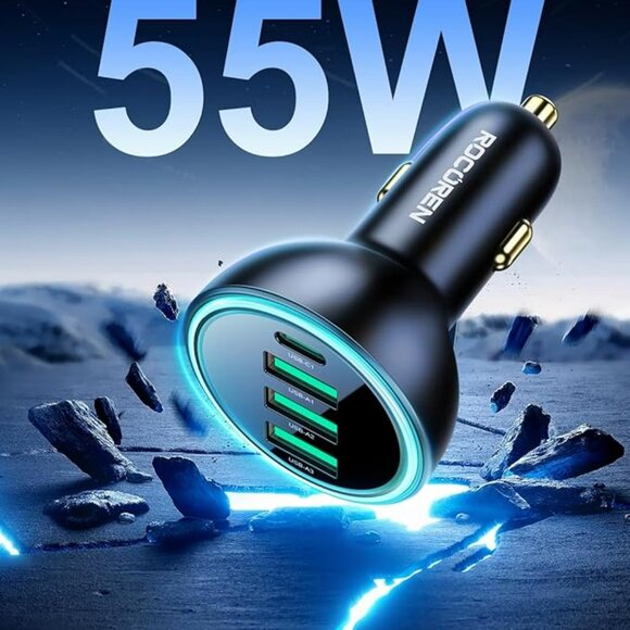 NEW 55W PD3.0 QC3.0 Super Fast Charging 4-Port Car Charger for Multiple Devices - Picture 4 of 7